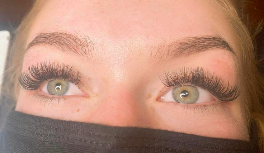Volume lash extensions, close-up